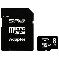 Карта памяти SiliconPower microSDHC 8Gb Class10+Adapter SD